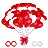 Herzluftballons Rot Weiß 100 Stück 12 Zoll Herz Luftballons,Latex Herz Ballon Helium,Luftballons Hochzeit für Hochzeit Verlobung Valentinstag JGA Party Deko (Rot Weiß)