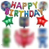 Hilloly 9 Pcs Karikatur Geburtstags Dekorationen Geburtstagsfeier Dekorationen Latex-Ballons Karikatur Folienballon für Kinder Geburtstag Dekoration