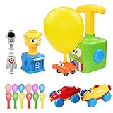 Kinder Luftballon Auto Spielzeug mit Pump, Manuelle Luftballonpumpe, Aufblasbare Startrampe Rocket Spaceman Spielzeug-Trägheitsspielzeug Spaß Trägheit Power Auto mit 12 Ballon