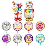 Auidy_6TXD 10 Stück Geburtstag Ballons, Folienballon Happy Birthday Runde Geburtstags Folienballons für Geburtstag Party Dekoration