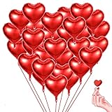 Herz Luftballons Rot, 20 Stück Valentinstag Folienballon, Valentinstag Luftballons Set, Romantische Love Deko Set, 18 Zoll Luftballons für Geeignet Party, Geburtstag, Valentinstag Dekoration