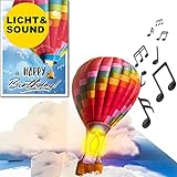 bentino PopUp Geburtstagskarte mit LICHT und MUSIK-Effekt, spielt den Song Über den Wolken (Coverversion), Din A5 Set mit Umschlag, stimmungsvolle Glückwunschkarte, Original Grußkarte