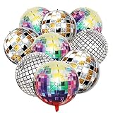Discokugel Luftballon, Kaluofan 9 Stück Discokugel,Mehrfarbige Disco-Folienballons,22 Zoll 4D Luftballons Luftballons für Disco-Mottoparty Geburtstag Party Mitzvah Abschlussfeier Dekoration,Party Deko