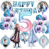 Prinzessinnen-Geburtstagsballon-Set, Geburtstagsballons für 5 Jahre Luftballons für Mädchen, Folienballons für 5 Jahre Prinzessinnen-Geburtstagsparty-Ballondekorationen