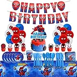 Partydekorationen Spider Man Luftballons Alles Gute zum Geburtstag Girlande Kuchen Topper Spiderman Partygeschirr für Kinder Spider Man Geburtstag Deko
