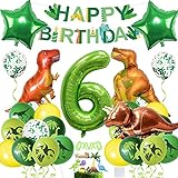Dinosaurier Geburstagdeko Kit,Dino Luftballons Geburtstag 6 Jahr, Riesen Folienballon Zahl 6,Geburtstag 6 Jahr Junge,Dino Ballons Geburtstag Deko,Dino Kindergeburtstag Deko