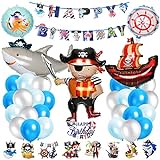 Piraten Themenorientierte Geburtstags Versorgungen,Piratenschiff Ballon,Piratenschiff Hai Folienballon,Piraten Meerestiere Geburtstagsdeko Set,Kinder Piraten Folienballon.