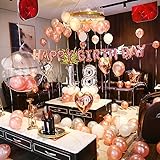 40 Stück 18. Geburtstagsdeko Rosegold Deko, Happy Birthday Girlande Decorations Balloon, Deko 18. Geburtstag Mädchen Luftballons, Birthday Party Decorations mit Herzballon und Sternenballon