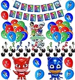 rosepartyh Geburtstagsdeko Pyjamahelden Ballons Alles Gute Zum Geburtstag Girlande Tortenaufsätze Aluminiumfolie Luftballons für Kinder PJ Masks Geburtstag Partei Dekoration