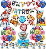 Meiruier 45 Stück Paw Dog Patrol Luftballons, Heliumfolienballon,Cartoon Party Ballons, Geburtstag Dekoration Set, mit Happy Birthday Banner, für Kinder Geburtstagsfeier Dekorationen
