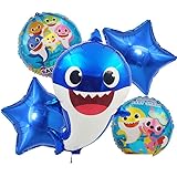 Hilloly Hai Folienballon Baby Cute Shark Thema Geburtstagsdeko Dekoration Thema Party Dekorationen Heliumballon für Mädchen Frauen Geburtstags Babyparty Partei Hintergrunden 10PCS(B)
