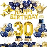 30 Geburtstag Deko Männer,30.Geburtstag Party Deko Mann Frauen 30 Geburtstag Dekoration Blau Gold Geburtstag Luftballons für Frauen Männer 30 Jahr Geburtstagdeko