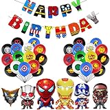 Superhelden-Geburtstags-Party-Folienballons Superhelden-Avengers-Geburtstagsfeier-Dekorationen – Happy Birthday Banner Avengers Folienballons für Kinder Superhelden Themen Party Dekor Supplies