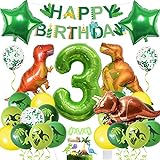 Dinosaurier Geburstagdeko Kit,Dino Luftballons Geburtstag 3 Jahr, Riesen Folienballon Zahl 3,Geburtstag 3 Jahr Junge,Dino Ballons Geburtstag Deko,Dino Kindergeburtstag Deko