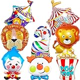 HGSHUO Folienballon Zirkus Geburtstagsdeko Ballon Tiere Luftballon Folie Kindergeburtstag Deko Geburtstag Löwe Clown Zebra Luftballons Helium für Geburtstagsfeier Karneval Urlaub Party