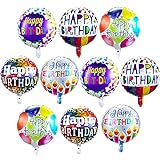 Happy Birthday Folien Luftballons 10 Stücke Runde Mylar Helium Ballon 18 Zoll Schwimmend Ballon Aufblasbare Buchstabe Ballons für Geburtstag Party Dekoration Lieferung, 5 Designs