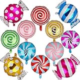 12 Stück Groß Zuckerstangen Themen Folienballons Candy Süßigkeiten Luftballons Helium für Weihnachten Geburtstag Mehrfarbig Christmas Party Dekoration 18 Zoll
