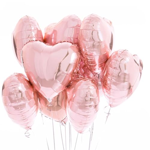 25 Herz Folienballons Rosegold Helium Luftballon Rose Gold, Romantisch Deko, Dekoration für Romantische Atmosphäre, Heiratsantrag, Valentinstag Deko und Hochzeit