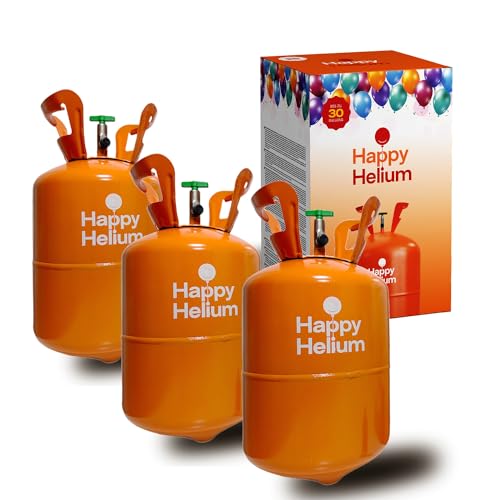 Happy Helium® Ballongas Helium für bis zu 30 Luftballons | Heliumgas mit Füllventil - Balloon Gas 200 Liter (0,2m³) für Geburtstag, Hochzeit, Party