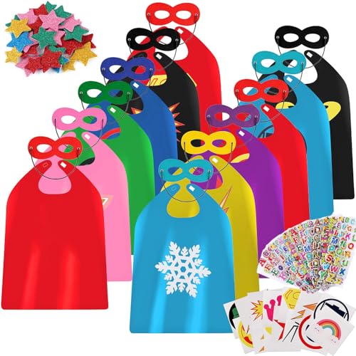 vamei Superhelden Kostüm Kinder Superhelden Umhang mit Masken DIY Umhang Helden Rollenspiel Geburtstag Gastgeschenk Superhelden Cape Helden Party Halloween Fasching Karneval Kostüm für Jungen Mädchen