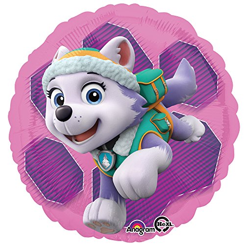 Amscan 3408801 - Standard Folienballon Paw Patrol Skye und Everest, Durchmesser circa 43 cm, Heliumballon, Geburtstag, Pink / Violett